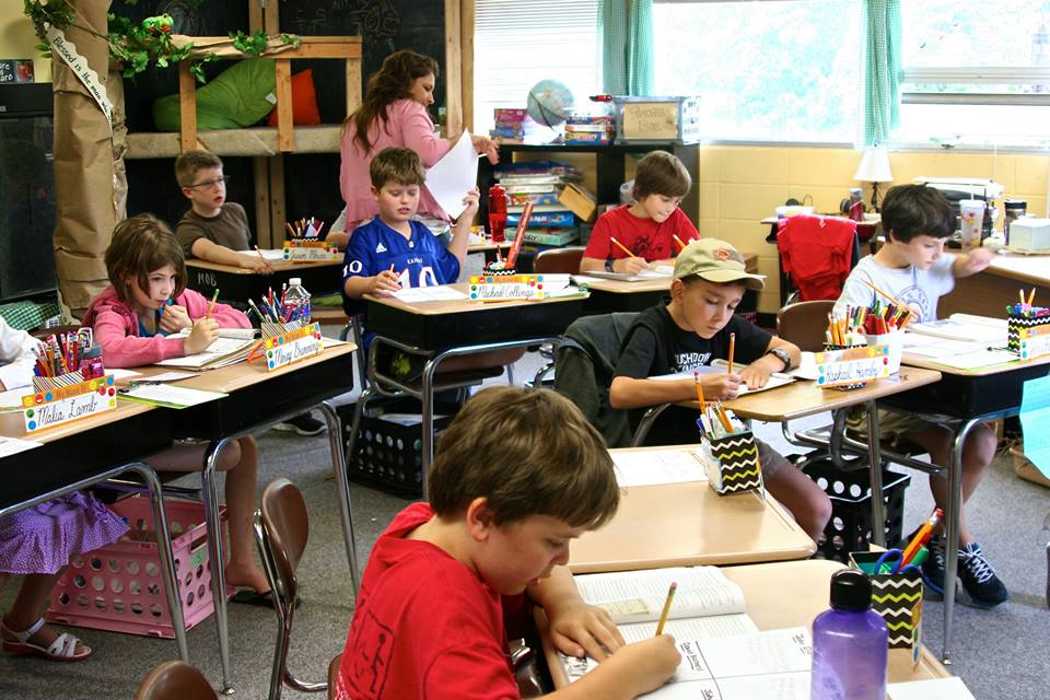 Elementary students in a classroom at The Daniel Academy
